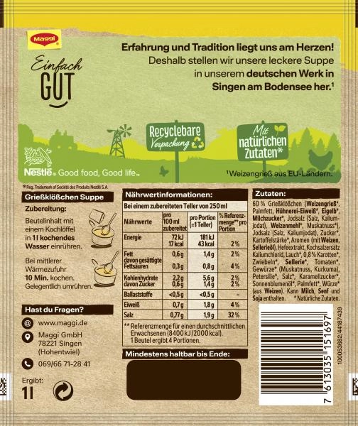 Maggi Guten Appetit Grießklößchen Suppe