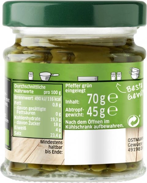 Ostmann Grüner Pfeffer frisch eingelegt