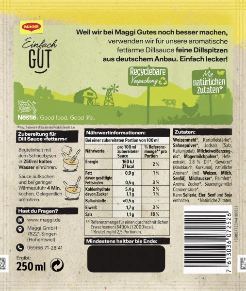 Maggi Für Genießer Dill Sauce fettarm