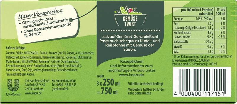 Knorr Soße zu Geflügel