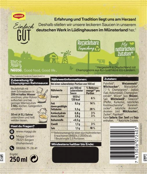 Maggi Für Genießer Champignon Rahmsauce