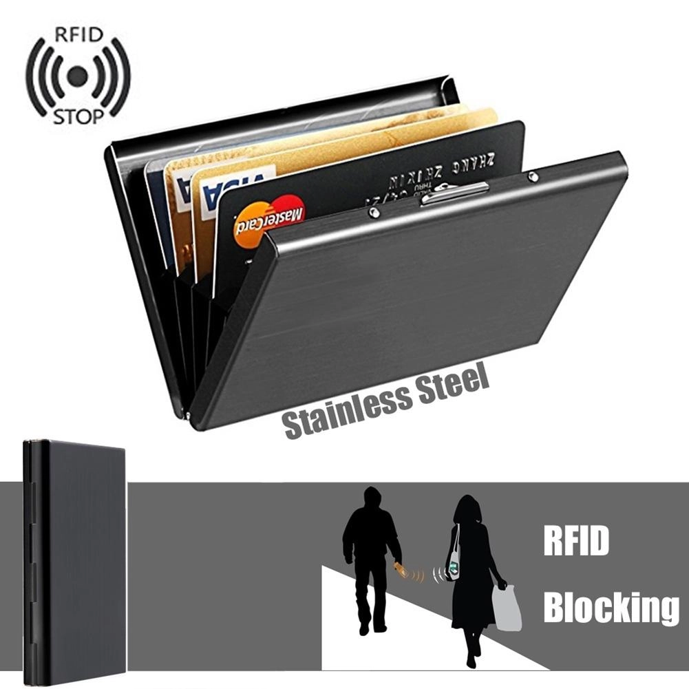 Wonder Pocket Stahlhalter, RFID-Edelstahl, Business-ID-Kartenblockierung, Kreditschutzhülle 9.6cm schwarz