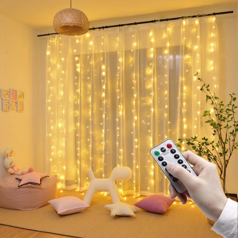 3M Led Lichterketten Fernbedienung USB Vorhang Lichterkette Girlande Led Für Hochzeit Party Weihnachten Fenster Hause Im Freien dekoration 3Mx1M kühle weiße