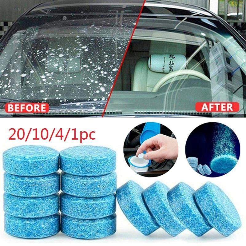 20/10/4/1 Stück Auto-Windschutzscheiben-Glasreiniger-Reiniger, kompaktes Brausetabletten-Reinigungsmittel 1Pc blau