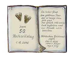 Artelithschild als Buch für Ehrungen und besondere Anlässe Größe: 27x22 cm