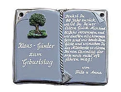 Keramikschild als Buch für Ehrungen und besondere Anlässe - Größe: 27x22 cm