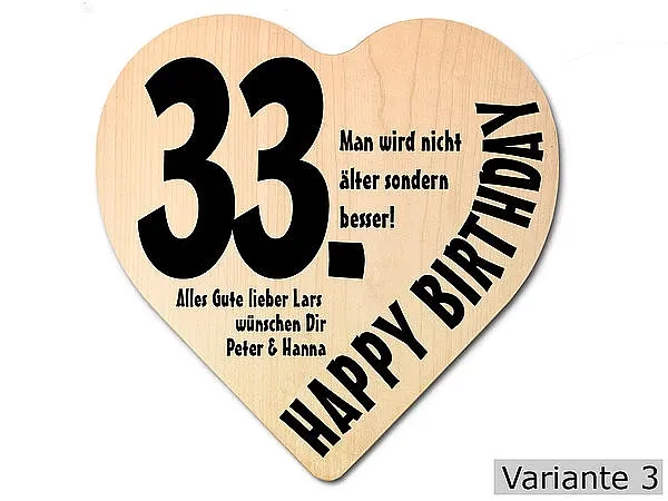 Holzherz mit Wunschtext und Wunschjahreszahl Geschenk zum Geburtstag