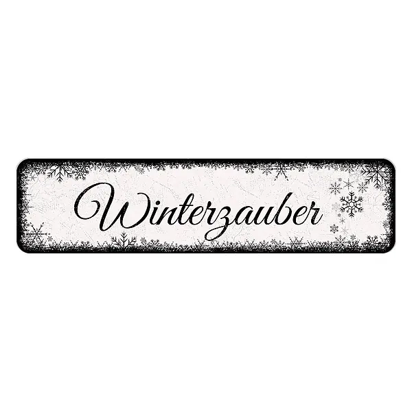 Schild Schneeflöckchen mit Wunschtext - Farbe weiß - Format 30 x 7,5 cm