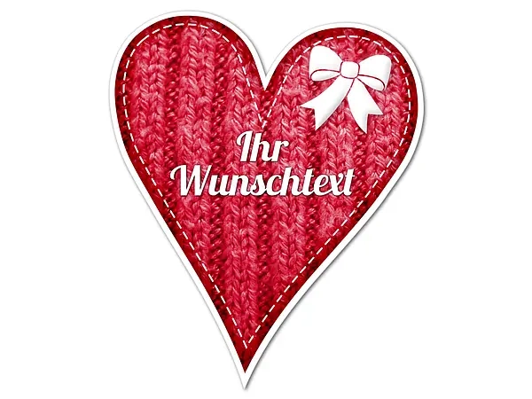 Hüttendeko-Herz mit Wunschtext und Strickmuster - 180mm