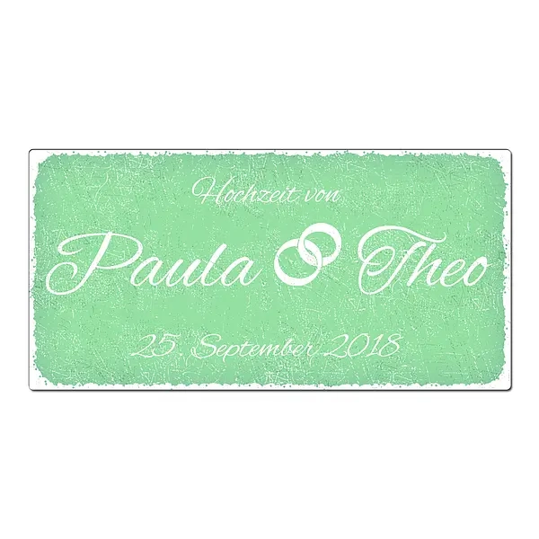 Vintageschild mit Wunschtext 200 x 100mm pastellmint