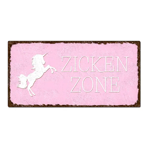 Blechschild im Vintage Look mit Wunschtext 300 x 150mm rosa/braun