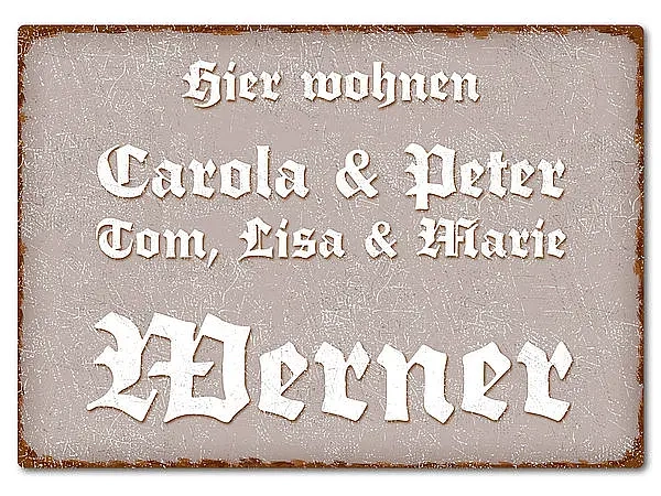 Blechschild mit Wunschtext A4 taupe/braun