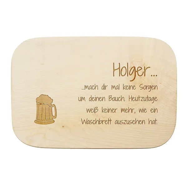 Frühstücksbrettchen mit Name, Spruch und Wunschsymbol 28 x 19 cm