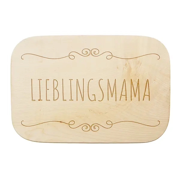 Lieblingsmama - Schneidebrett mit Wunschtext und Symbol 28x19x1,5 cm