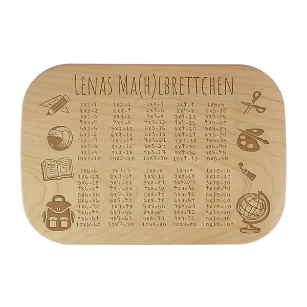 Geschenk zum Schulanfang Schneidebrett mit Einmaleins und Name