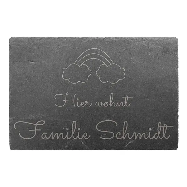 Dekoschild mit Regenbogen und Familiennamen 30 x 20 cm
