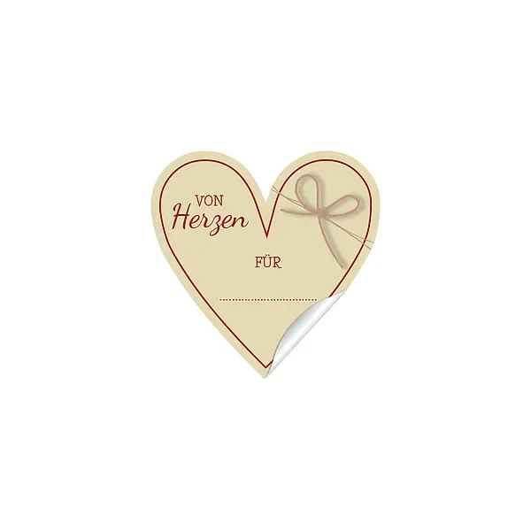 Sticker "von Herzen" - 12 Stück auf einem A4 Bogen Design Heart