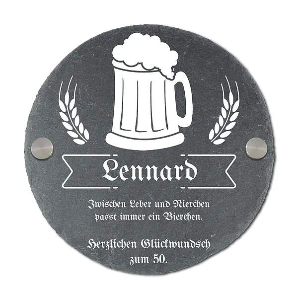 Rundes Schieferschild zum Geburtstag | Bierkrug