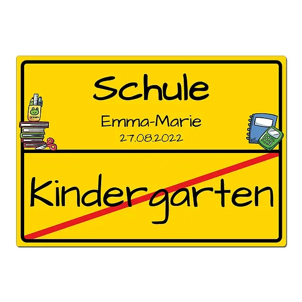 Geschenk zur Einschulung - Schild A3 | Desgin Ortsschild