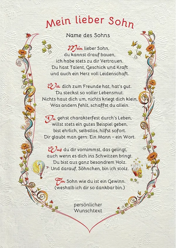 Auszeichnung für den Sohn mit personalisiertem Wunschtext