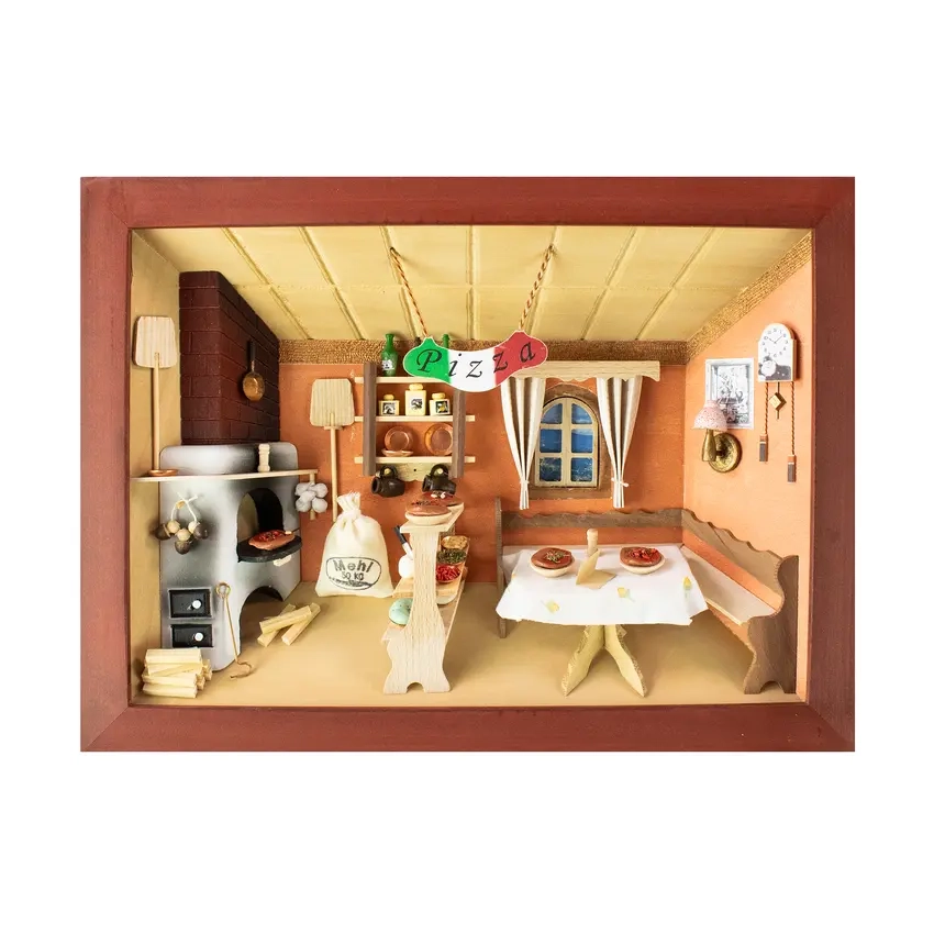 3D-Holzbild Pizzeria