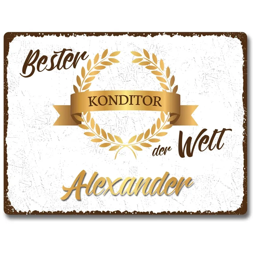 Vintageschild 20 x 15 cm zur Auszeichnung "Beste/r ..." | mit Name und Beruf