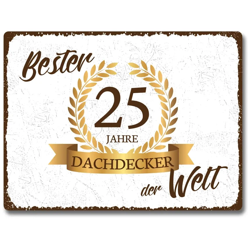 Vintageschild 20 x 15 cm zur Auszeichnung "Beste/r ..." | mit Jubiläumszahl und Beruf
