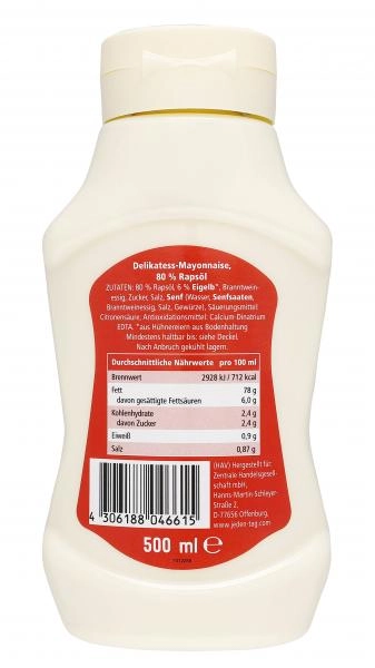 Jeden Tag Delikatess Mayonnaise mit Rapsöl
