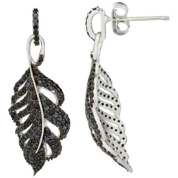 Ohrhänger 925 Sterling Silber Spinell Feder