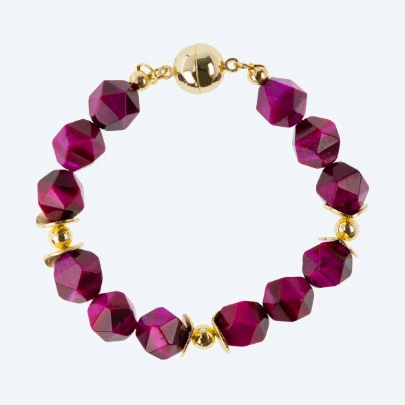 Armband Tigerauge pink Diamond Cut, ca. 50 cm