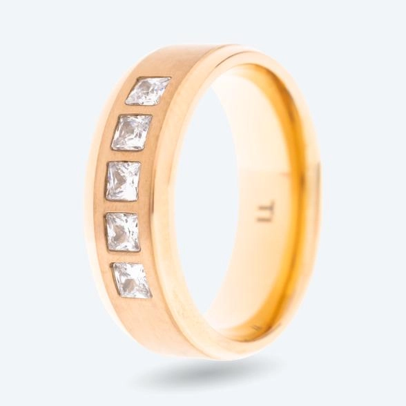 Ring Titan rosévergoldet mit Zirkonia