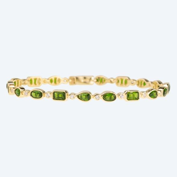 Armband 925 Silber vergoldet Chromdiopsid