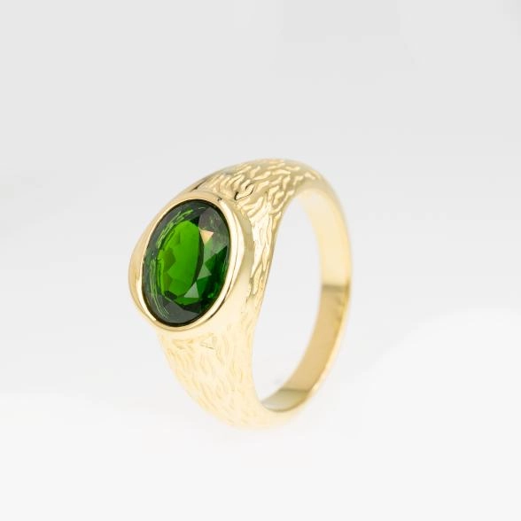 Ring 925 Silber vergoldet Chromdiopsid