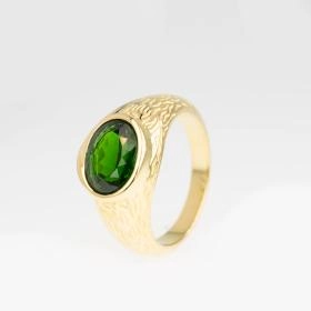 Ring 925 Silber vergoldet Chromdiopsid