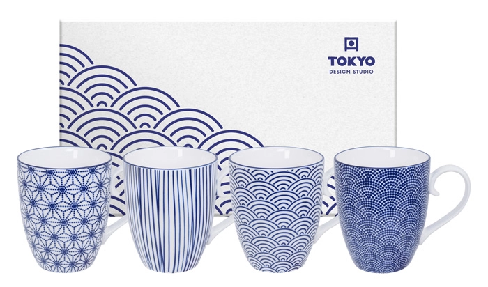 Tokyo Design Studio - Nippon Blue - Becherset - 8,5 x 10,2 cm 380 ml - 4 Stück