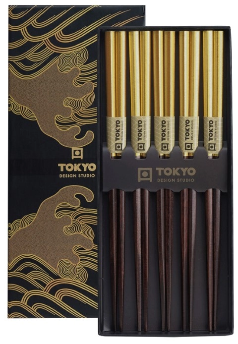 Goldene Essstäbchen - Set mit 5 Paaren