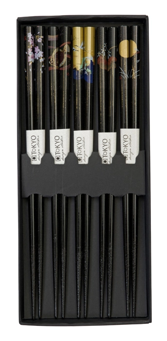 Schwarze Stäbchen - Set mit 5 Paar