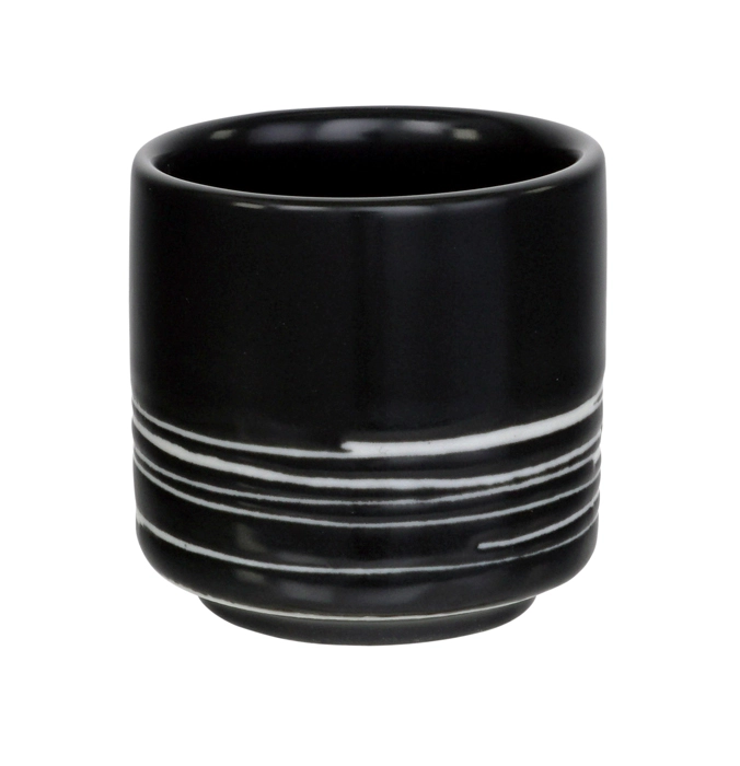 Schwarz / Weiße Sake Tasse - Black Maru - 4,5 x 5 cm 50 ml