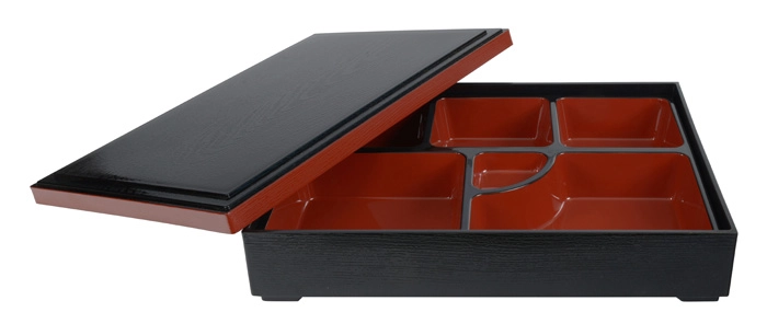 Schwarz / Rote Bento Box - Lackware - 35 x 26 cm