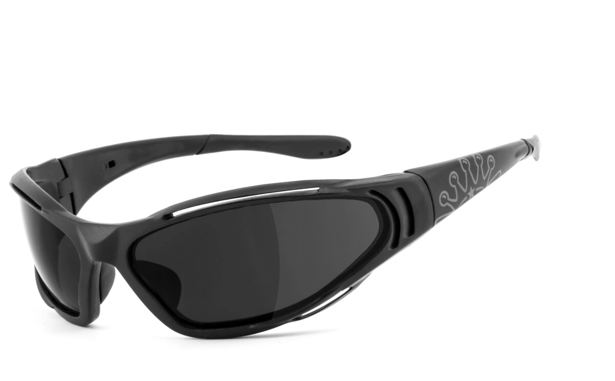 King Kerosin: Sonnenbrille, Bikerbrille, Motorradbrille, Ergonomische Passform mit abnehmbarem Band und Polster, Steinschlagbeständig durch Kunststoff-Sicherheitsglas, HLT® Qualitätsgläser für verzerr