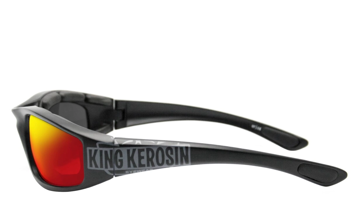 King Kerosin: Sportbrille, Bikerbrille, Motorradbrille, Besonders ergonomische Passform mit Polster, Steinschlagbeständig durch Kunststoff-Sicherheitsglas, HLT® Qualitätsgläser für verzerrungsfreies &