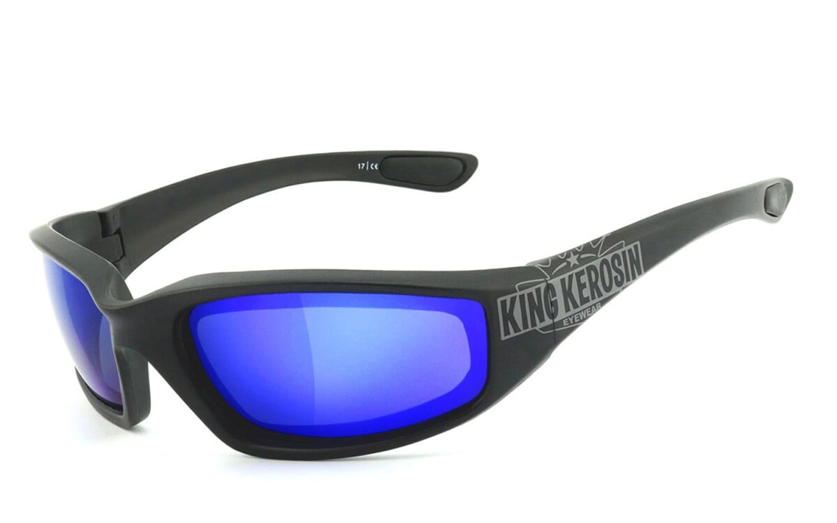 King Kerosin: Sportbrille, Bikerbrille, Motorradbrille, Besonders ergonomische Passform, Steinschlagbeständig durch Kunststoff-Sicherheitsglas, HLT® Qualitätsgläser für verzerrungsfreies & präzises Se