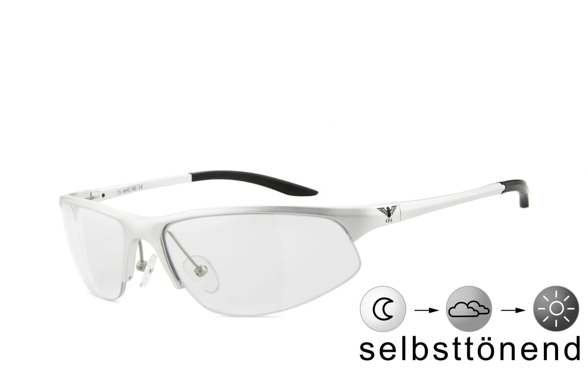 Anfertigung in Deiner individuellen Sehstärke möglich, Selbsttönende Sonnenbrille / sportlich gebogen, Hochwertige Aluminium / Magnesium Fassung, Ergonomische Passform, HLT® Qualitätsgläser für verzer