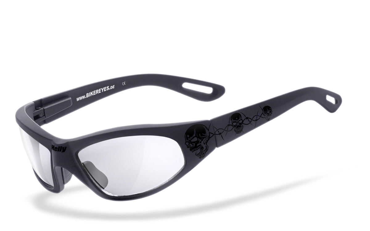 Anfertigung in Deiner individuellen Sehstärke möglich, Selbsttönende Bikerbrille, Motorradbrille, Stilgerechtes Auftreten durch einzigartiges Oversize Tribal, Steinschlagbeständig durch Kunststoff-Sic