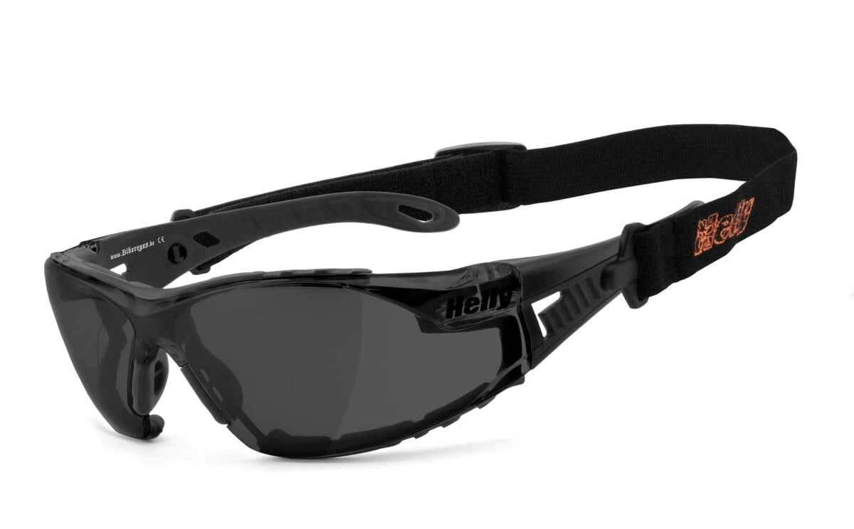 Bikerbrille, Motorradbrille, Sonnenbrille, Ergonomische Passform mit Band & Polster (abnehmbar), Steinschlagbeständig durch Kunststoff-Sicherheitsglas, HLT® Qualitätsgläser für verzerrungsfreies & prä