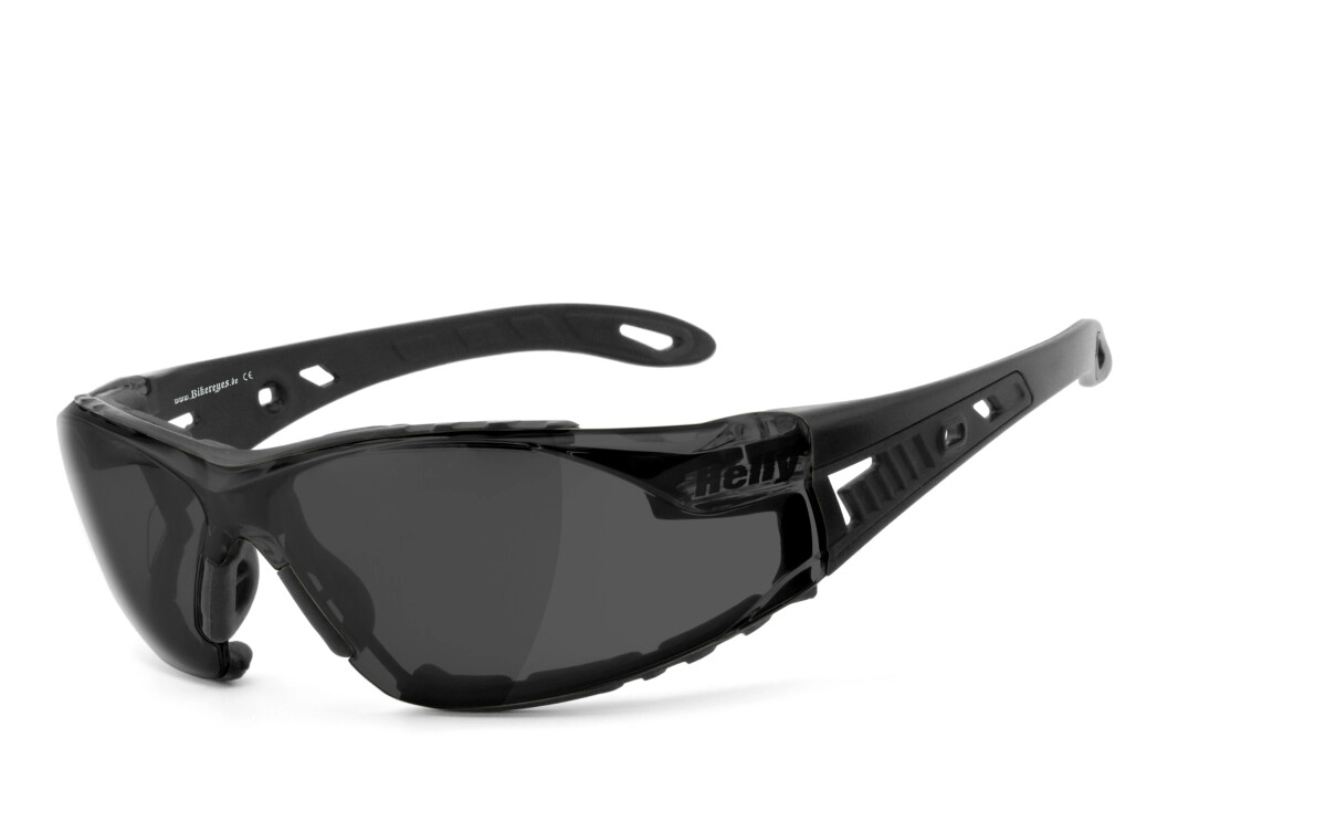 Bikerbrille, Motorradbrille, Sonnenbrille, Ergonomische Passform mit Band & Polster (abnehmbar), Steinschlagbeständig durch Kunststoff-Sicherheitsglas, HLT® Qualitätsgläser für verzerrungsfreies & prä