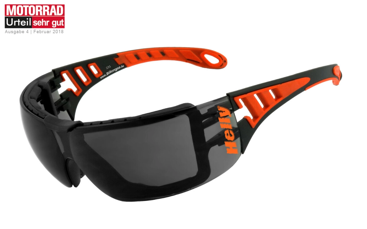 Anfertigung in Deiner individuellen Sehstärke möglich, Motorradbrille, Bikerbrille, Sonnenbrille, Super flexible Brille (H-Flex®) und ergonomische Passform, Steinschlagbeständig durch Kunststoff-Siche