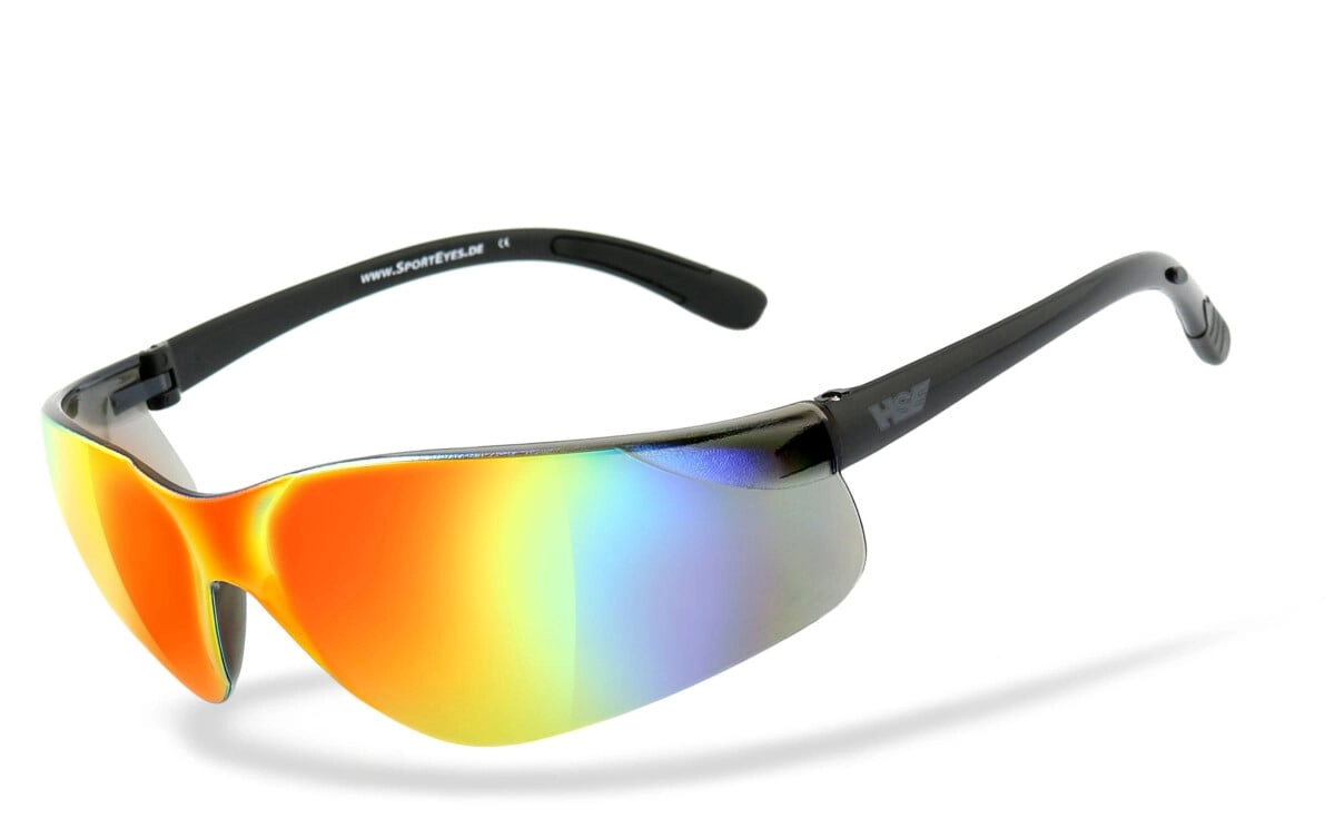 Anfertigung in Deiner individuellen Sehstärke möglich, Verspiegelte Sportbrille, Sonnenbrille, Besonders ergonomische Passform, Steinschlagbeständig durch Kunststoff-Sicherheitsglas, HLT® Qualitätsglä