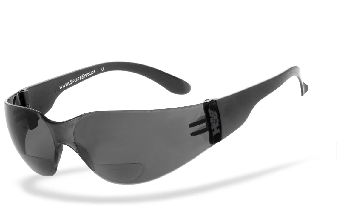 Sonnenbrille, Sportbrille mit Lesehilfe (Leseteil - Bifocal), Besonders ergonomische Passform, Steinschlagbeständig durch Kunststoff-Sicherheitsglas, HLT® Qualitätsgläser für verzerrungsfreies & präzi