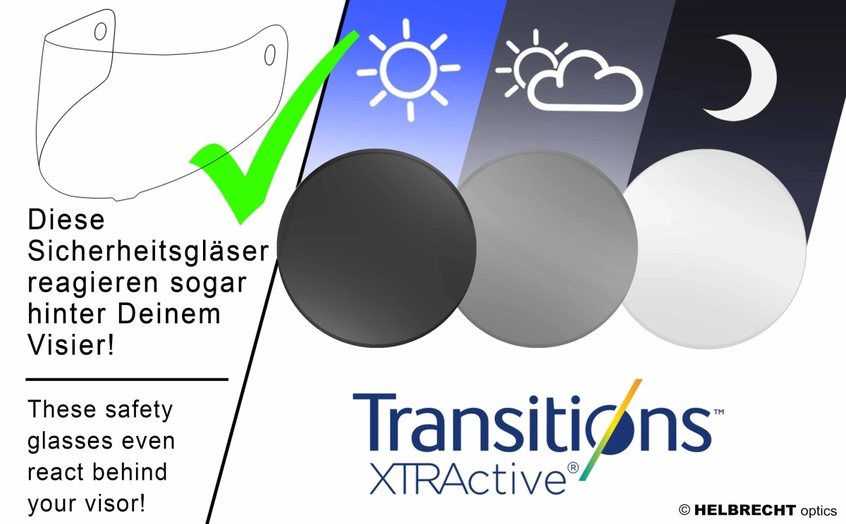 Anfertigung in Deiner individuellen Sehstärke möglich, Selbsttönnende Sportbrille, Sonnenbrille, Besonders ergonomische Passform, Steinschlagbeständig durch Kunststoff-Sicherheitsglas, HLT® Qualitätsg